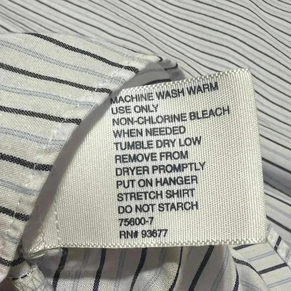 STAFFORD White and Blue Long Sleeves Button Down Mans Shirt Size 18 3-35 regular - Picture 4 of 5